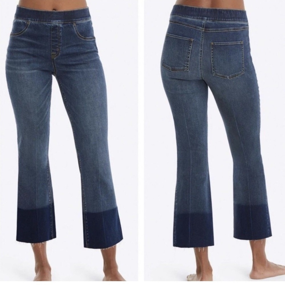 SPANX Two-Tone Blue Flare Jeans XL